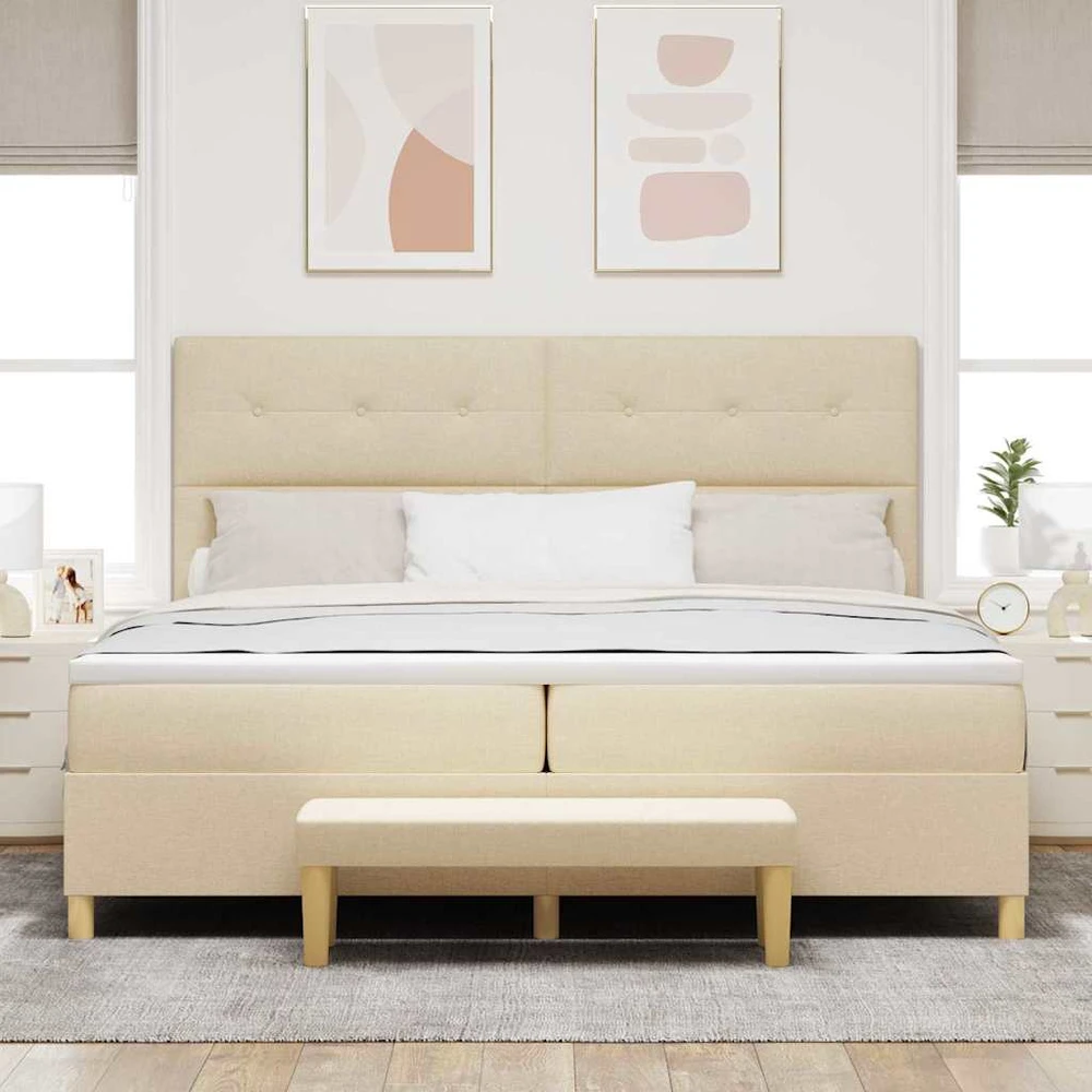 Kiemas lova su galvūgalio Kreminė 200 x 200 cm audinys