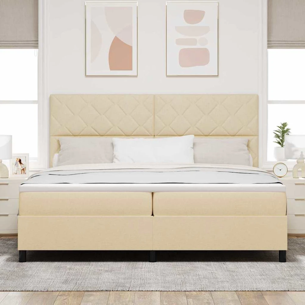 Kiemas lova su galvūgalio Kreminė 200 x 200 cm audinys