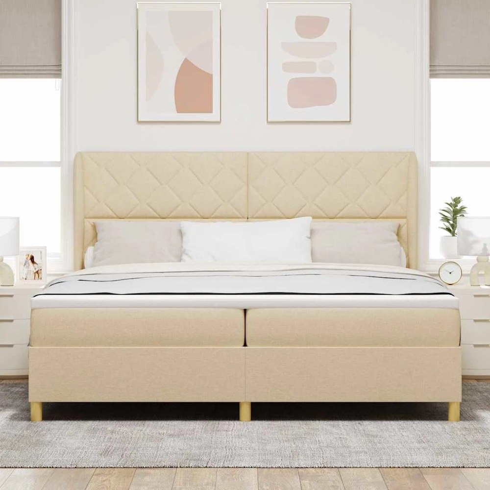 Kiemas lova su galvūgalio Kreminė 200 x 200 cm audinys