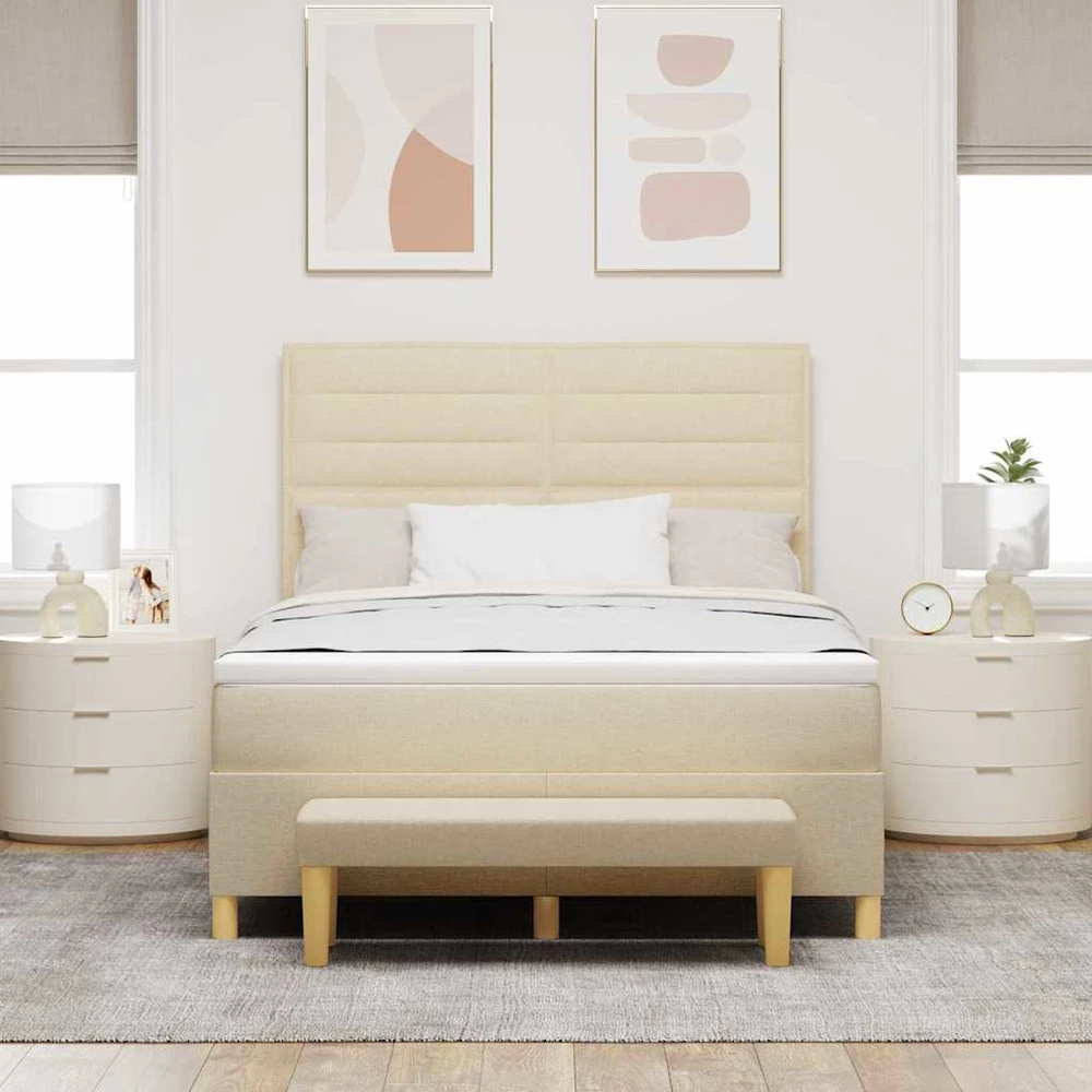 Kiemas lova su galvūgalio Kreminė 200 x 140 cm audinys