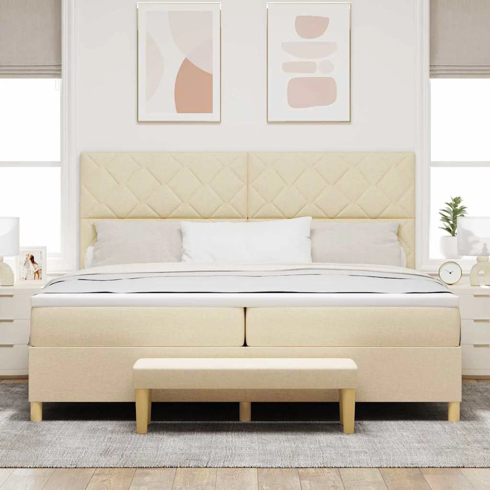Kiemas lova su galvūgalio Kreminė 200 x 200 cm audinys