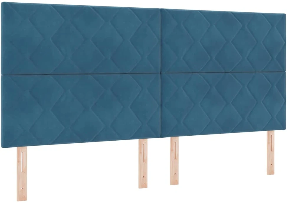 Kiemas lova su galvūgalio Mėlyna 200 x 200 cm Aksomas