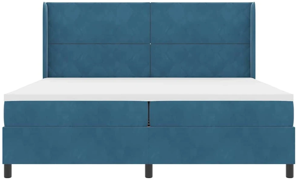 Kiemas lova su galvūgalio Mėlyna 200 x 200 cm Aksomas