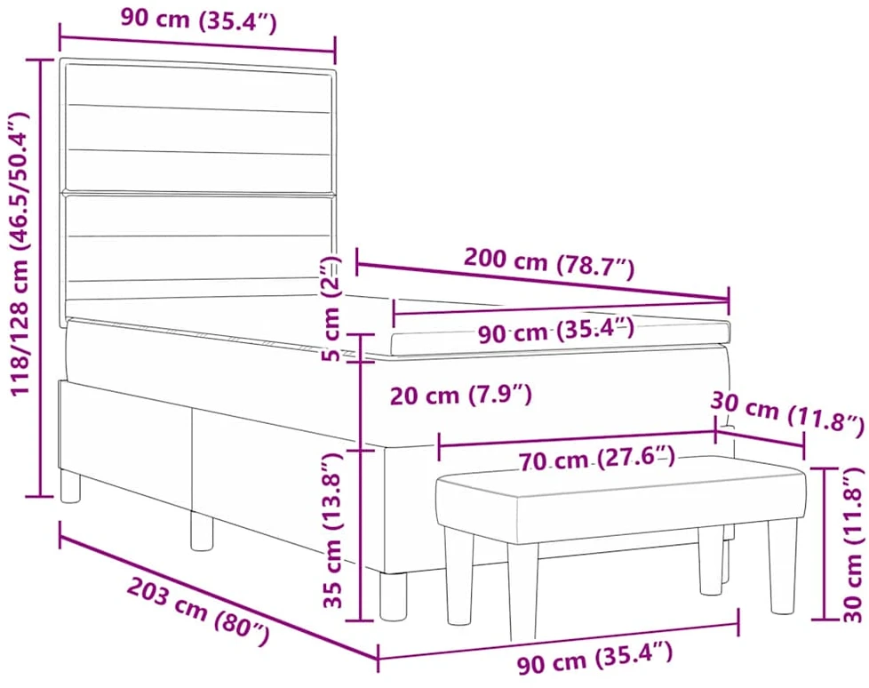 Kiemas lova su galvūgalio Mėlyna 200 x 90 cm audinys