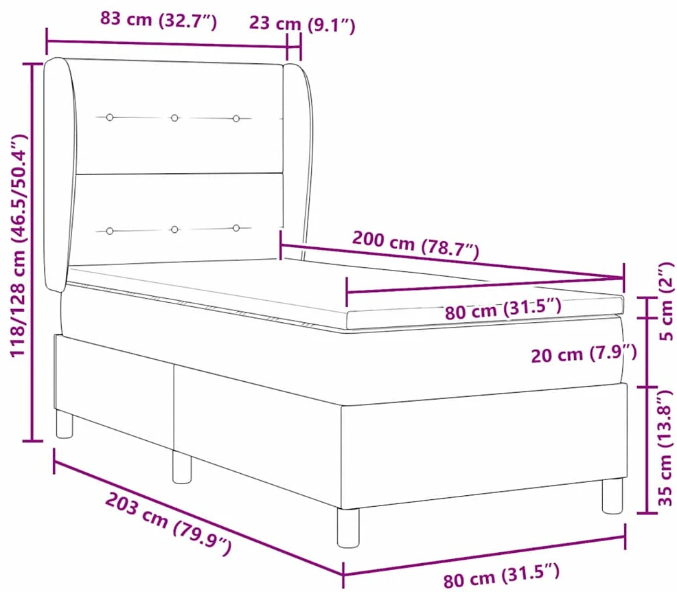 Kiemas lova su galvūgalio Mėlyna 80 x 200 cm audinys