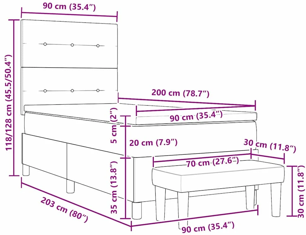 Kiemas lova su galvūgalio Mėlyna 90 x 200 cm audinys