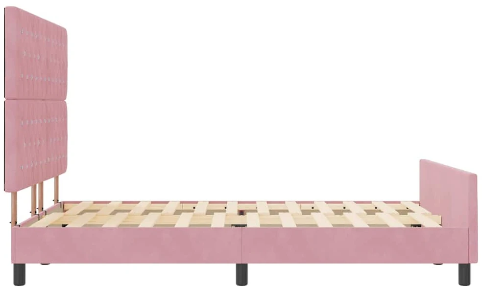 Kiemas lova su galvūgalio Rožinė 140 x 200 cm Aksomas