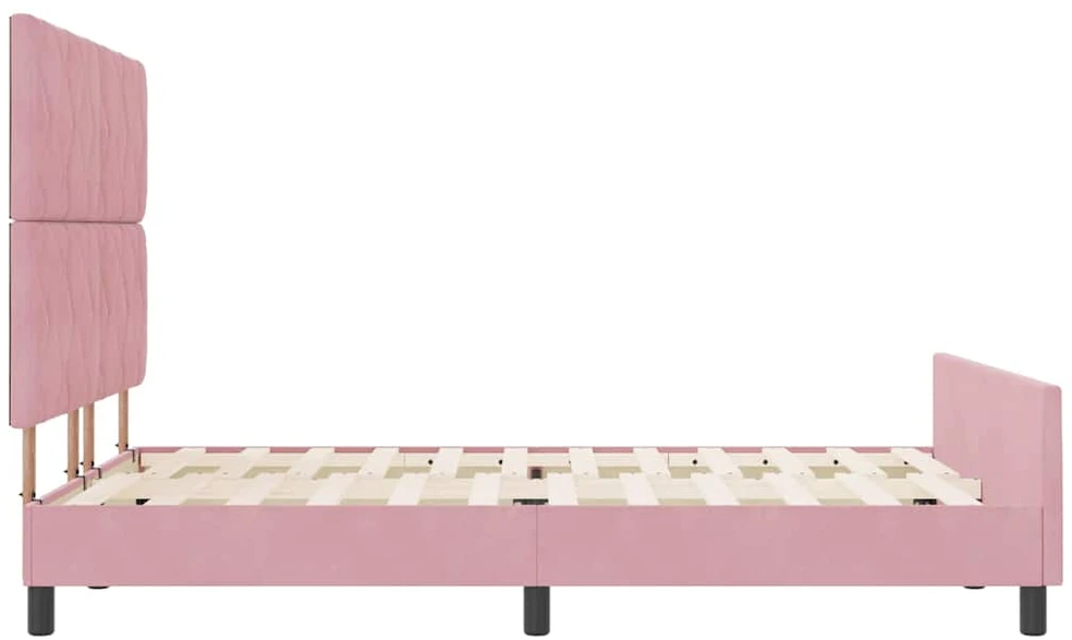 Kiemas lova su galvūgalio Rožinė 160 x 200 cm Aksomas