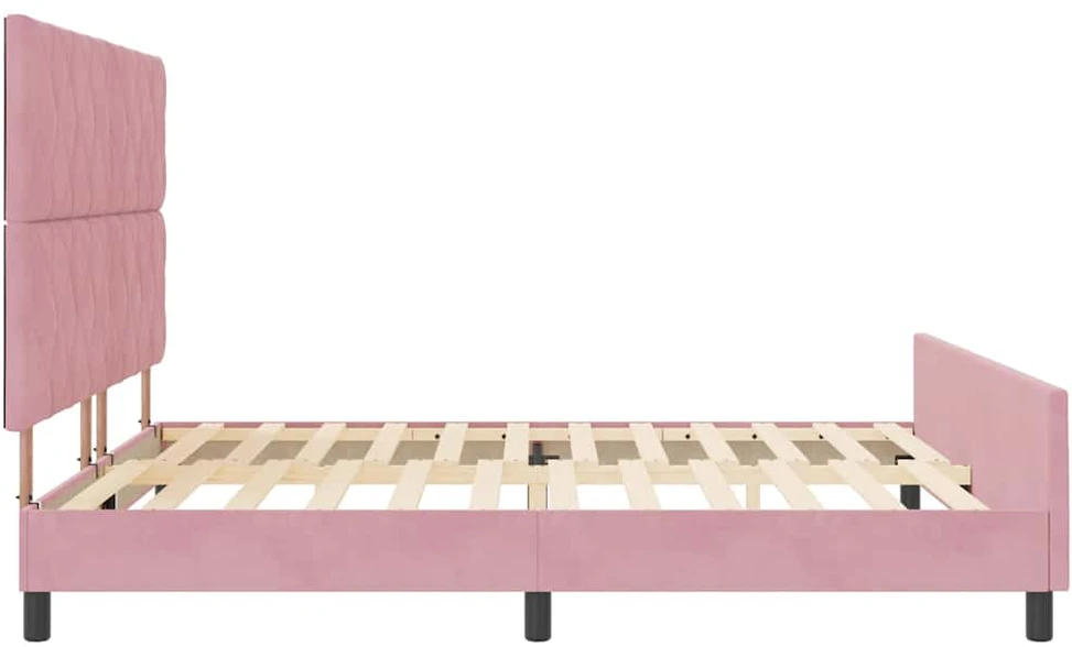 Kiemas lova su galvūgalio Rožinė 180 x 200 cm Aksomas