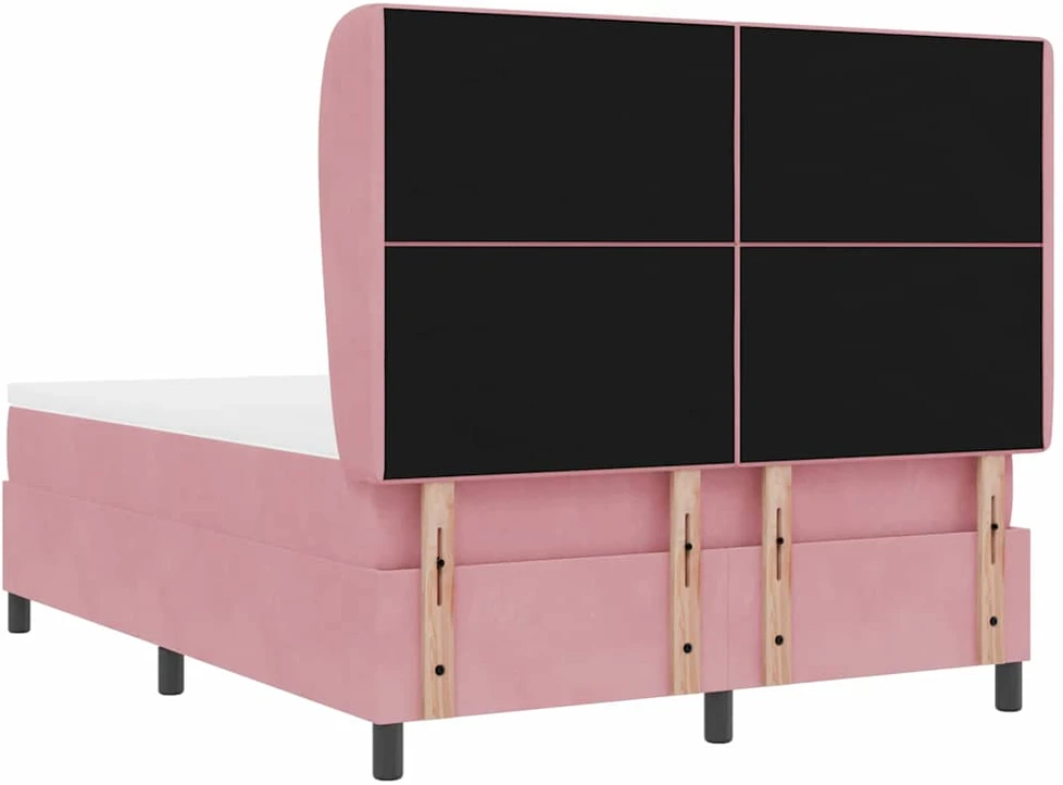 Kiemas lova su galvūgalio Rožinė 200 x 160 cm Aksomas