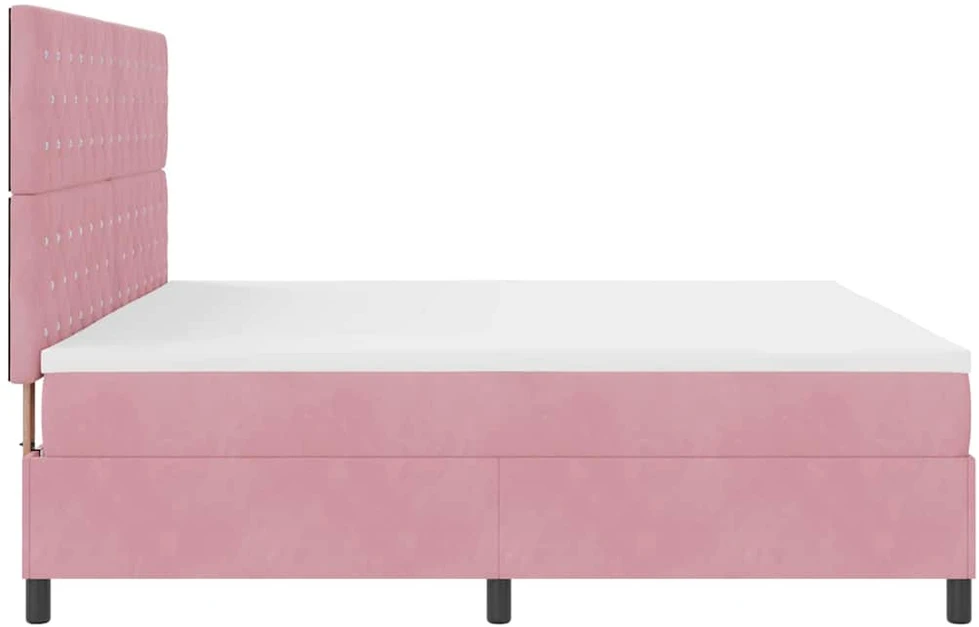 Kiemas lova su galvūgalio Rožinė 200 x 200 cm Aksomas