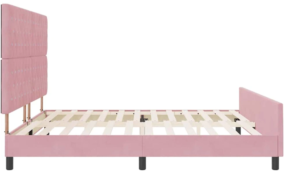 Kiemas lova su galvūgalio Rožinė 200 x 200 cm Aksomas
