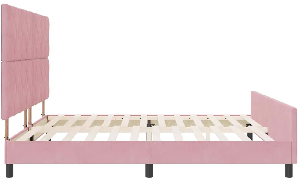 Kiemas lova su galvūgalio Rožinė 200 x 200 cm Aksomas