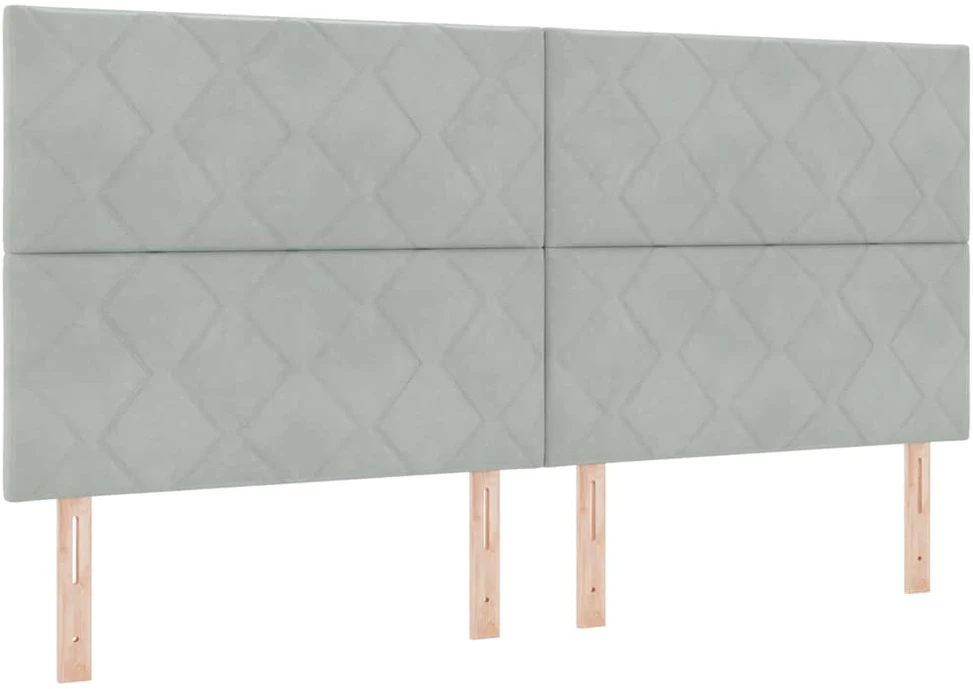 Kiemas lova su galvūgalio Šviesiai pilka 200 x 200 cm Aksomas