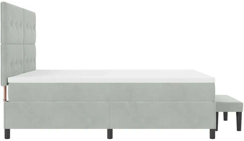 Kiemas lova su galvūgalio Šviesiai pilka 200 x 200 cm Aksomas