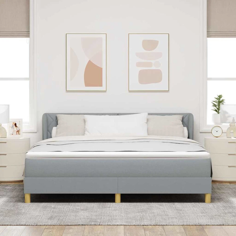 Kiemas lova su galvūgalio Šviesiai pilka 180 x 200 cm audinys