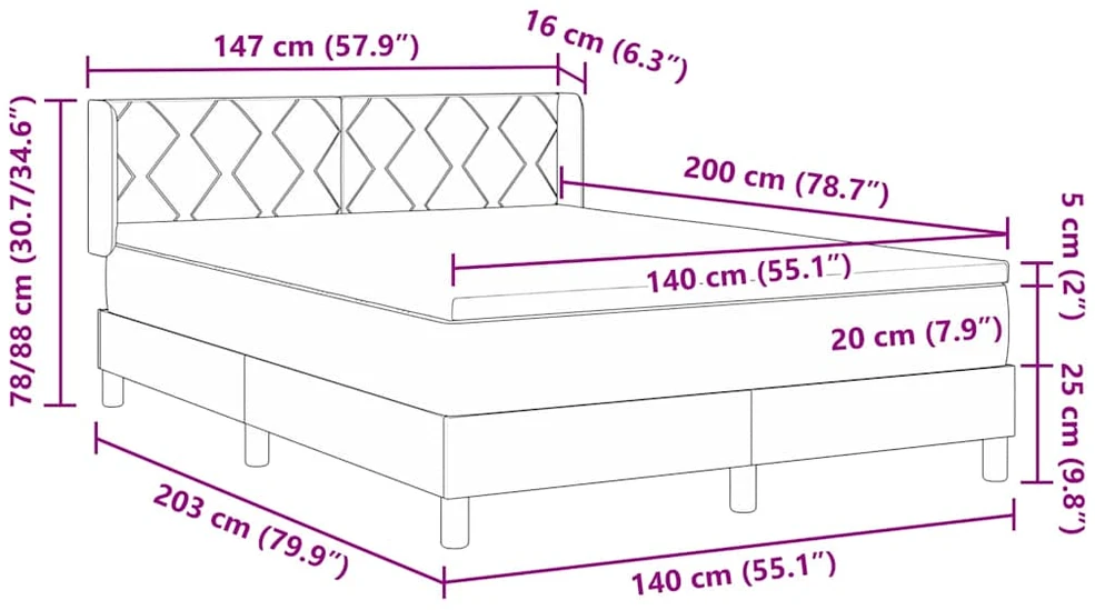 Kiemas lova su galvūgalio Šviesiai pilka 200 x 140 cm audinys