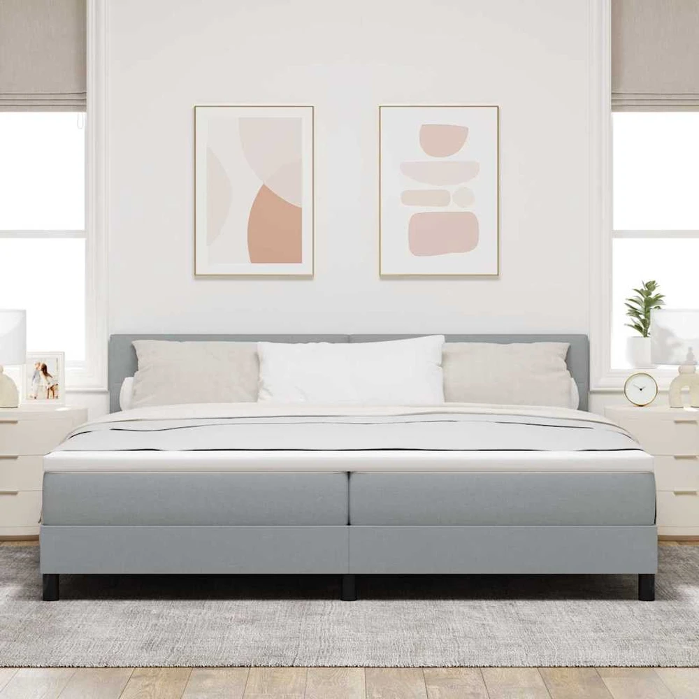 Kiemas lova su galvūgalio Šviesiai pilka 200 x 200 cm audinys