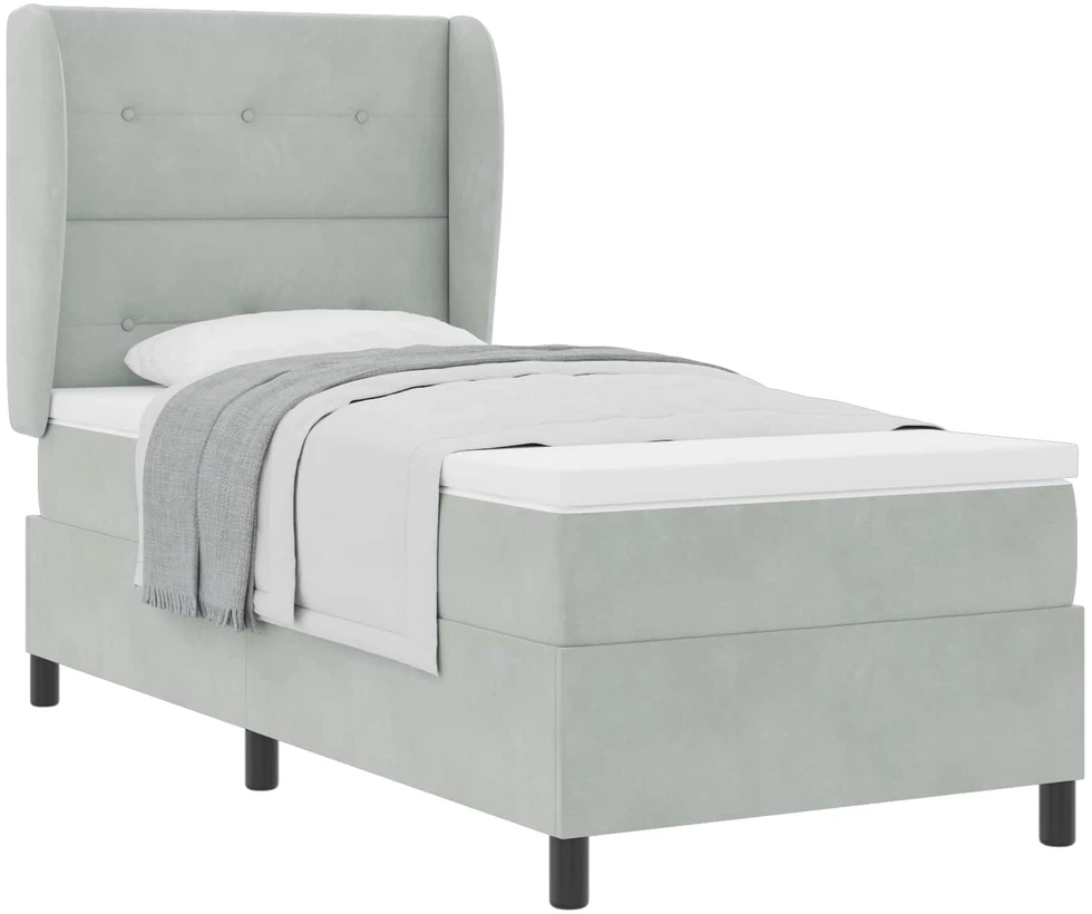 Kiemas lova su galvūgalio Šviesiai pilka 200 x 80 cm Aksomas