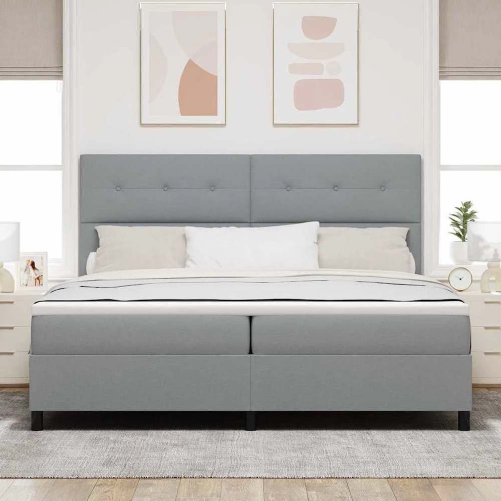 Kiemas lova su galvūgalio Šviesiai pilka 200 x 200 cm audinys