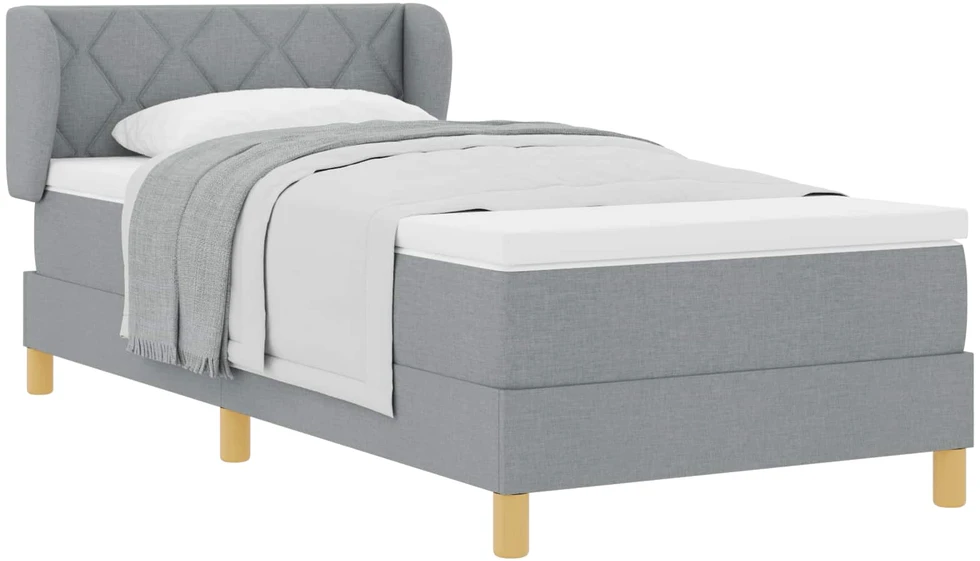 Kiemas lova su galvūgalio Šviesiai pilka 90 x 190 cm audinys