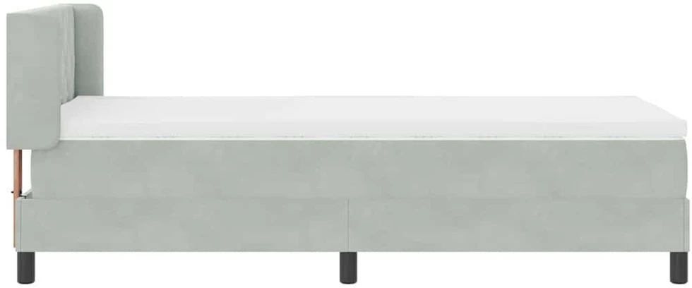 Kiemas lova su galvūgalio Šviesiai pilka 190 x 90 cm Aksomas
