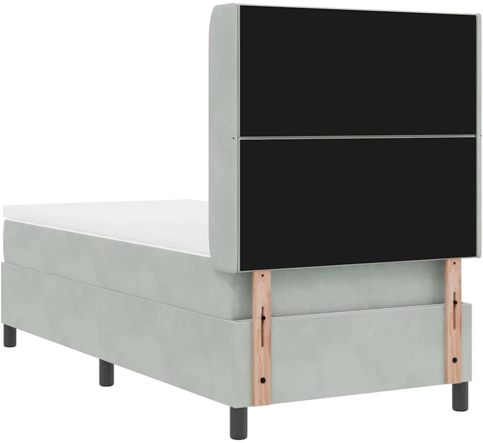 Kiemas lova su galvūgalio Šviesiai pilka 90 x 200 cm Aksomas