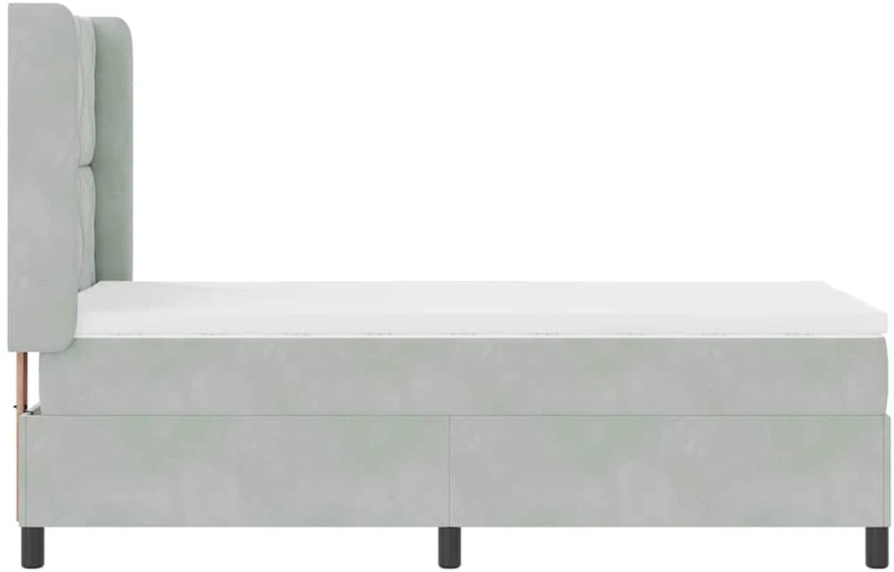 Kiemas lova su galvūgalio Šviesiai pilka 90 x 190 cm Aksomas