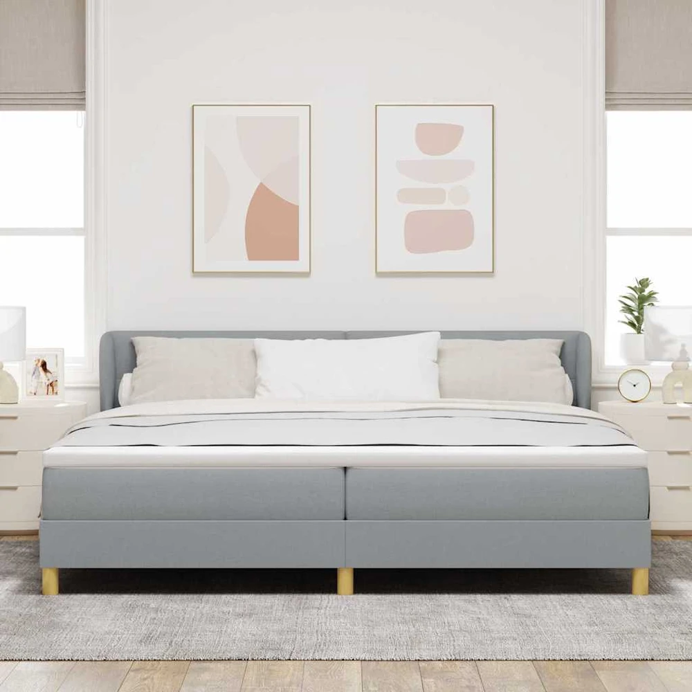 Kiemas lova su galvūgalio Šviesiai pilka 200 x 200 cm audinys