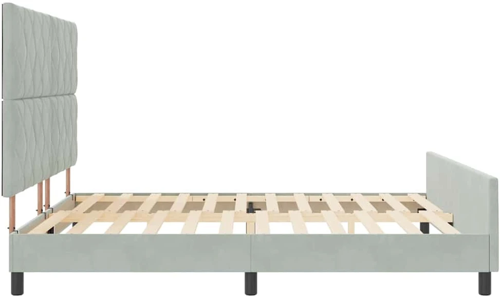 Kiemas lova su galvūgalio Šviesiai pilka 180 x 200 cm Aksomas
