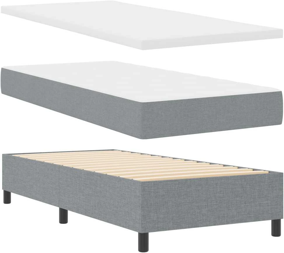 Kiemas lova su čiužiniu Šviesiai pilka 90 x 200 cm audinys