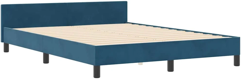 Kiemas lova su galvūgalio Tamsiai mėlyna 160 x 200 cm Aksomas