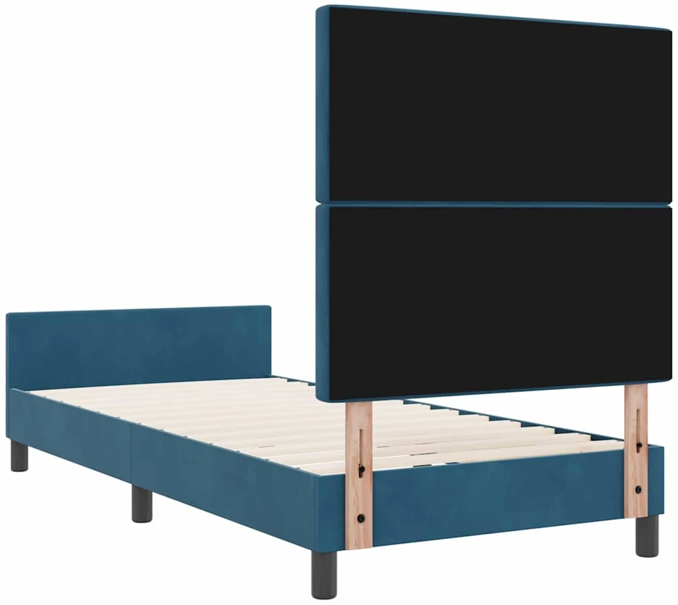 Kiemas lova su galvūgalio Tamsiai mėlyna 100 x 200 cm Aksomas