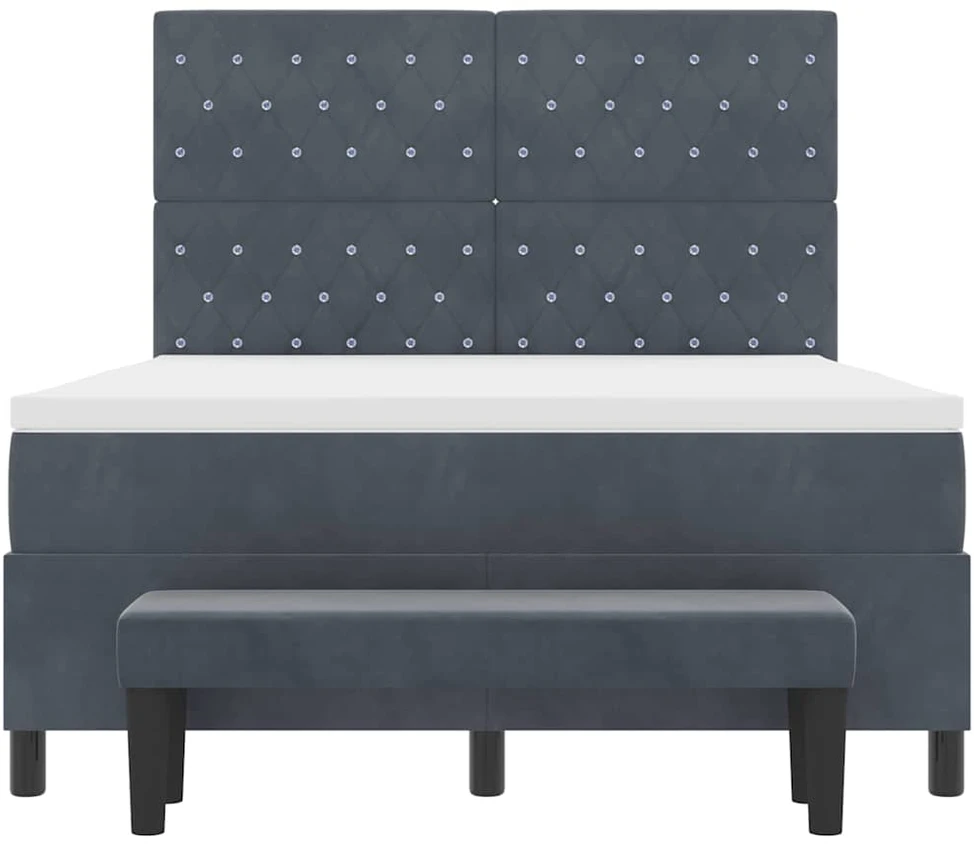 Kiemas lova su galvūgalio Tamsiai pilka 200 x 140 cm Aksomas