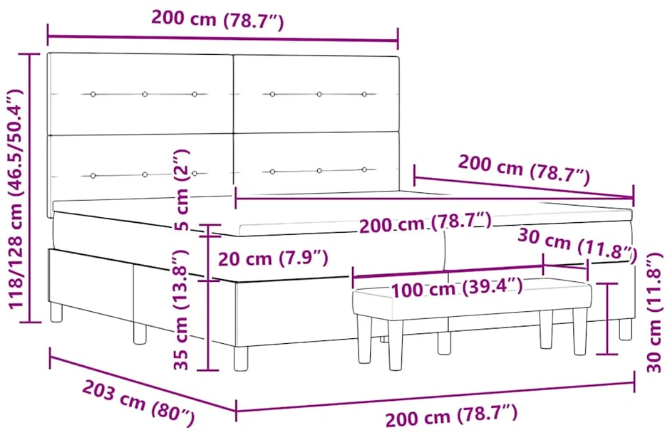 Kiemas lova su galvūgalio Tamsiai ruda 200 x 200 cm audinys
