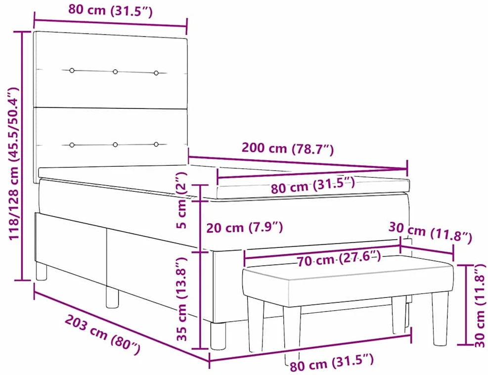 Kiemas lova su galvūgalio Tamsiai rudas 80 x 200 cm audinys