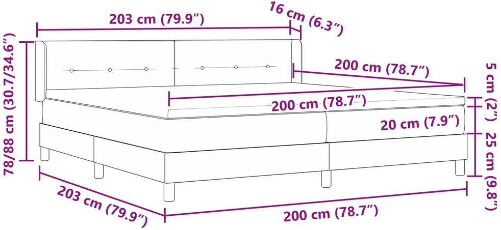 Kiemas lova su galvūgalio Tamsiai rudas 200 x 200 cm audinys