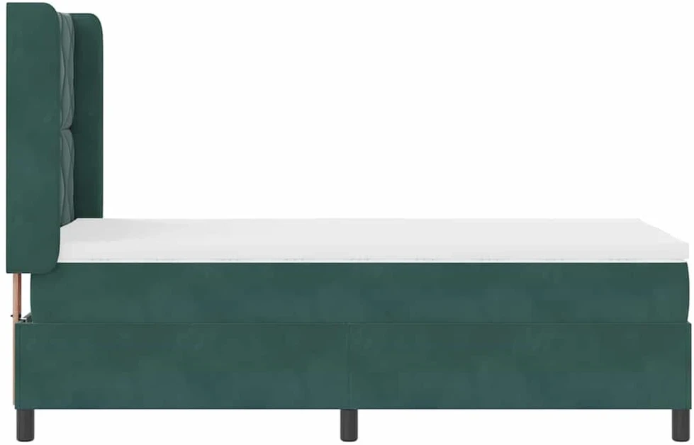 Kiemas lova su galvūgalio Tamsiai žalia 90 x 190 cm Aksomas