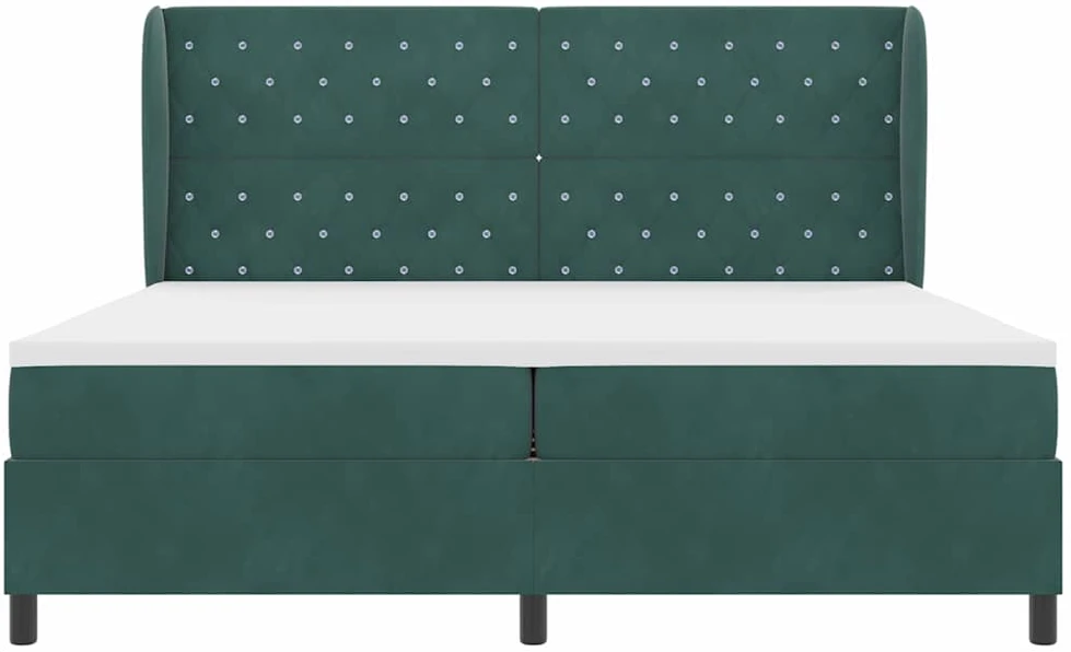 Kiemas lova su galvūgalio Tamsiai žalia 200 x 200 cm Aksomas