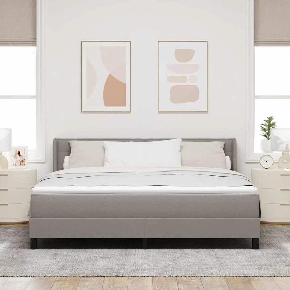 Kiemas lova su galvūgalio Taupe 200 x 180 cm audinys