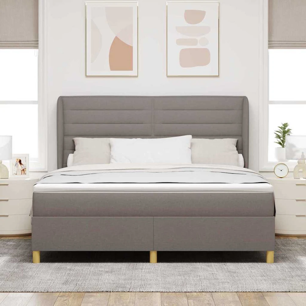Kiemas lova su galvūgalio Taupe 200 x 180 cm audinys