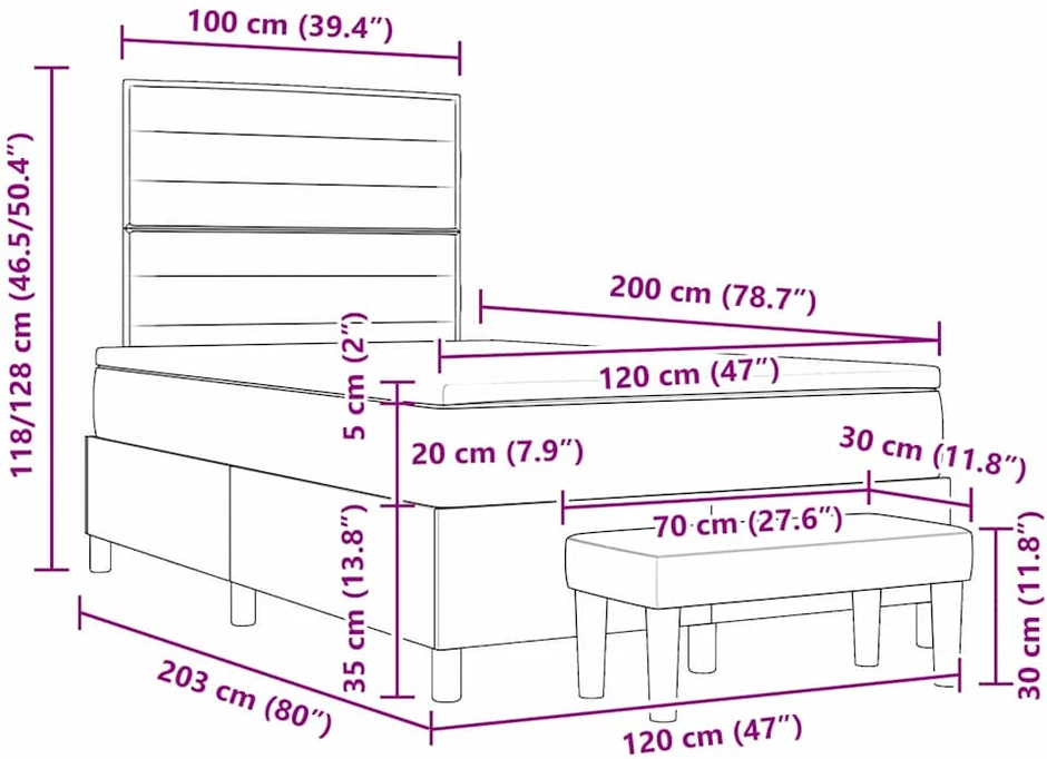 Kiemas lova su galvūgalio Tortora 120 x 200 cm audinys