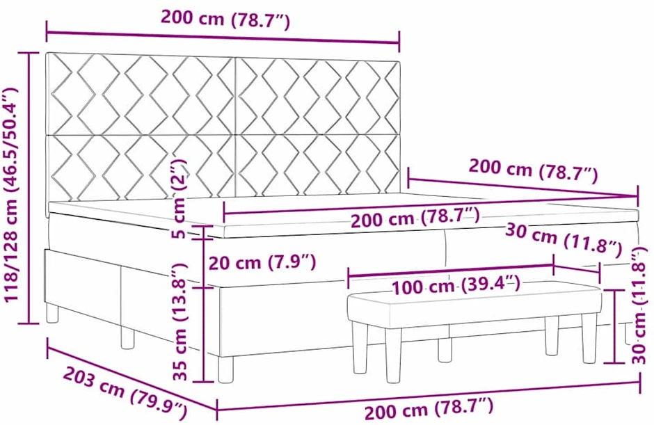 Kiemas lova su galvūgalio Tortora 200 x 200 cm audinys