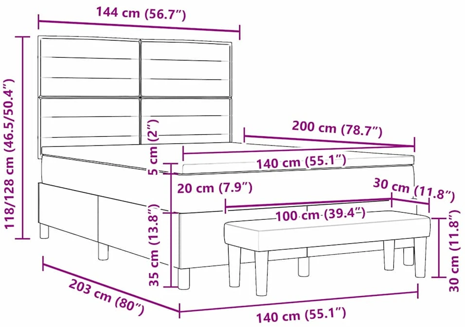 Kiemas lova su galvūgalio Tortora 200 x 140 cm audinys