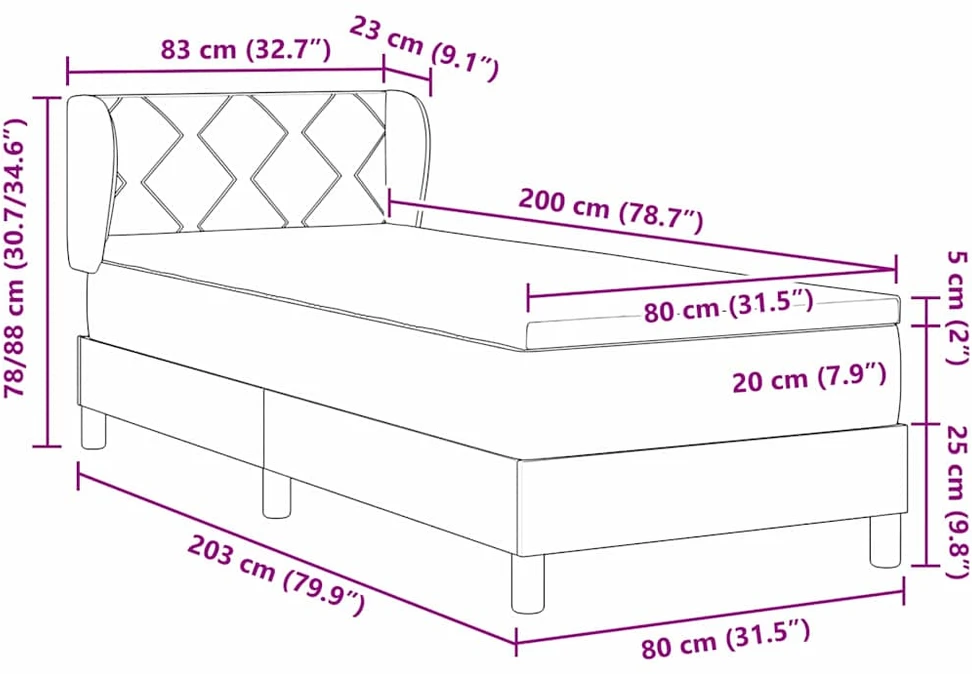 Kiemas lova su galvūgalio Tortora 80 x 200 cm audinys