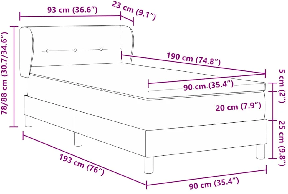 Kiemas lova su galvūgalio Tortora 90 x 190 cm audinys