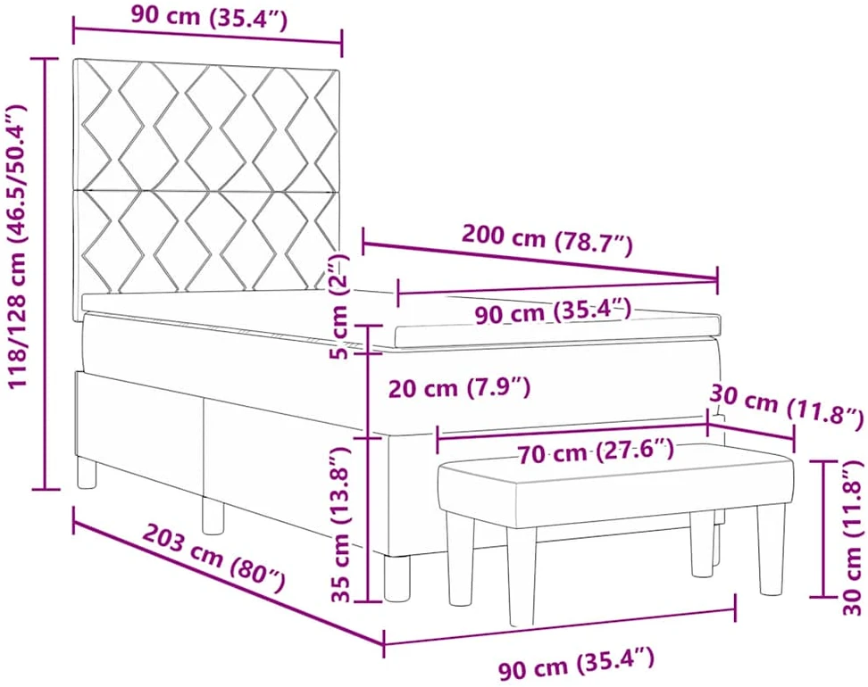 Kiemas lova su galvūgalio Tortora 90 x 200 cm audinys