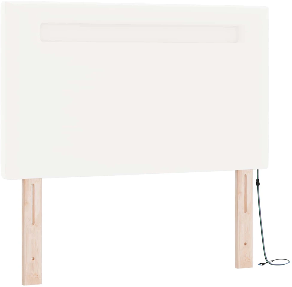 Kiemas lova su LED juostelėmis Balta 120 x 190 cm Dirbtinė oda