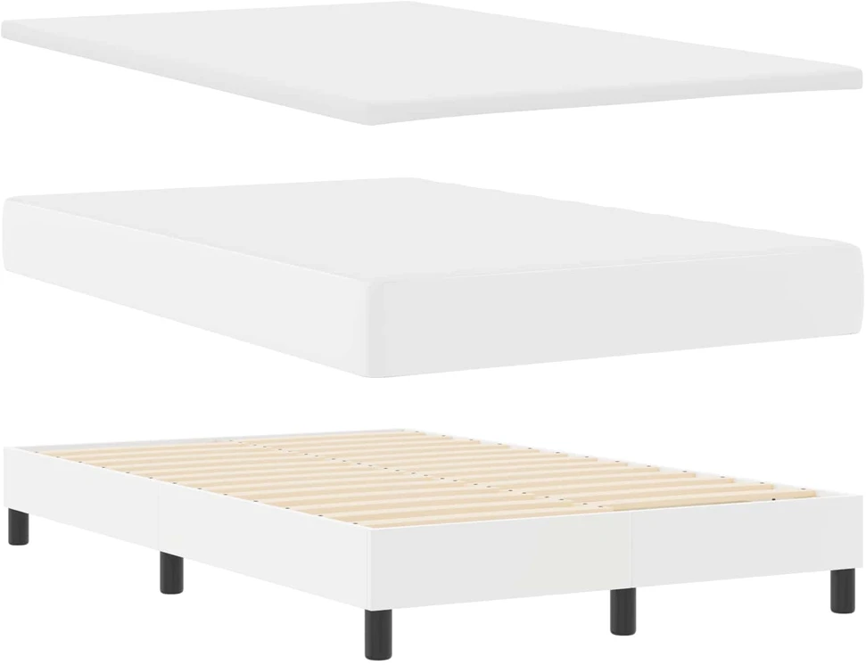 Kiemas lova su LED juostelėmis Balta 120 x 190 cm Dirbtinė oda
