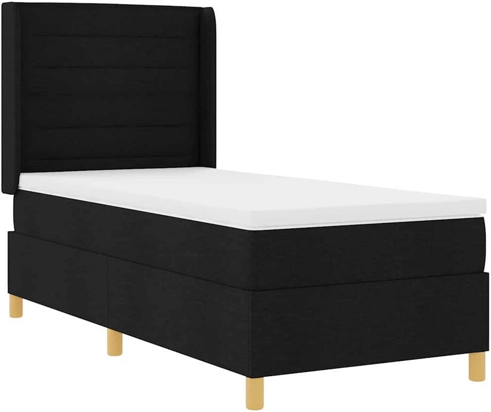 Kiemas lova su LED juostelėmis Juoda 80 x 200 cm audinys